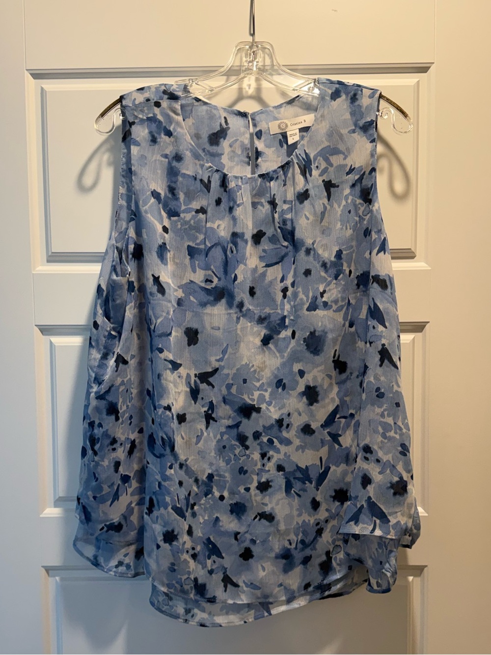 Light Blue Floral layered Sleeveless Tank Top size L
